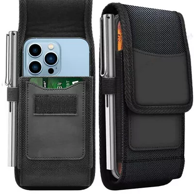 Vertical Cell Phone Belt Clip Holster Pouch Buckle Wallet Card Holder Case Cover • £7.91