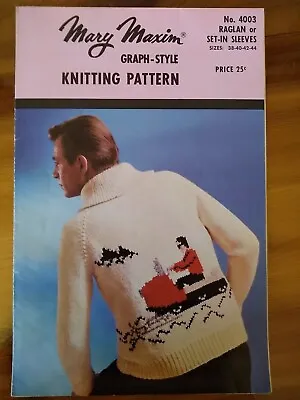 Mary Maxim Graph Style Adult Sweater Knitting Pattern 4003 Snowmobile • $4.95