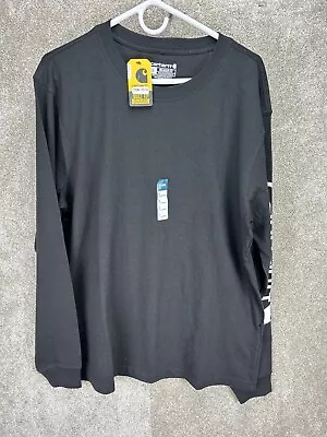 Carhartt T Shirt Mens Large Relaxed Fit Long Sleeve Heavyweight Black Workwear • $29.98