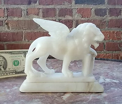 Old Italian Carved Alabaster Sculpture Winged LION OF ST MARK-Grand Tour-Venice • $199.99
