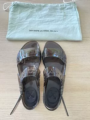 OFF-WHITE C/O Virgil Abloh BROWN LOGO-EMBOSSED JELLY SANDALS SIZE: 6/ 36 • $89