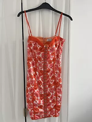 Oh Polly Floral Satin Dress Size 8 • £12