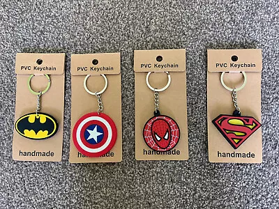 Superhero Rubber Key Ring Batman Superman Captain America Spiderman Keychain • £3.49