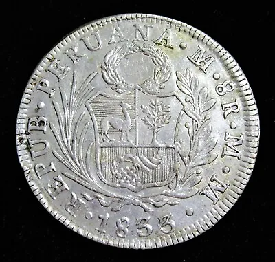 Peru: Republic 8 Reales 1833 LM-MM. UNC • $681.37