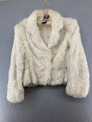 Vintage Rabbit Fur Coat Womens M White Luxury • $49.99