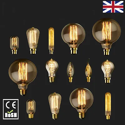 B22 Dimmable Bayonet 40W/60W Vintage Retro Edison Antique 240V Lamp Light Bulb • £6.17