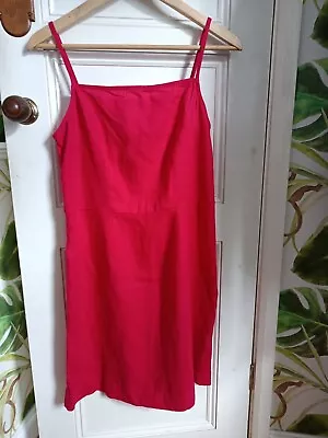 Marks And Spencer Bright Raspberry Pink Linen Blend Sundress Size 10 • £13