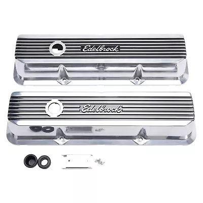 $249.95 • Buy 1961-76 Edelbrock Ford Fe Finned Aluminum Valve Covers 352 361 390 427 428 Set