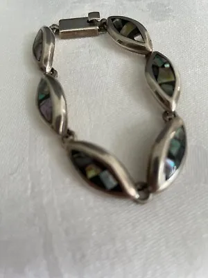 Sterling Silver Bracelet With Abalone Stones • $25