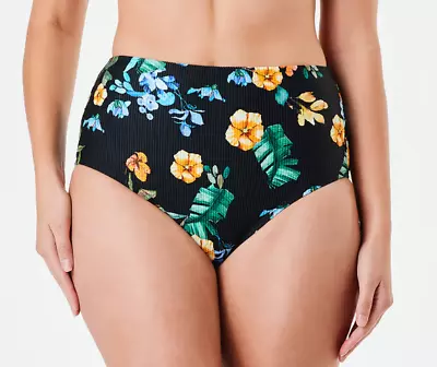 Black Floral Control Front Bikini Bottoms Choose Size 8 10 12 14 16  BNWT • $14.99
