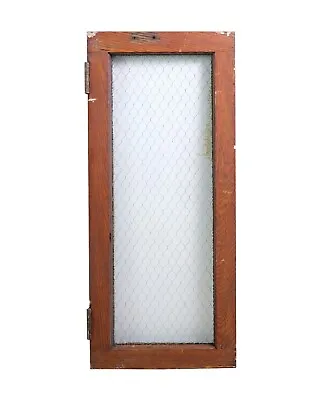 Antique Oak Frame Pebbled Chicken Wire Glass Window • $295