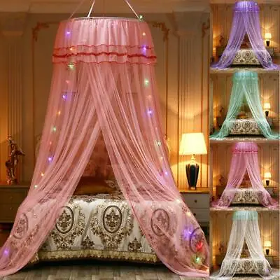 Round Dome Bed Mosquito Net Mesh Elegant Lace Canopy Princess Bedding Netting • $15.55