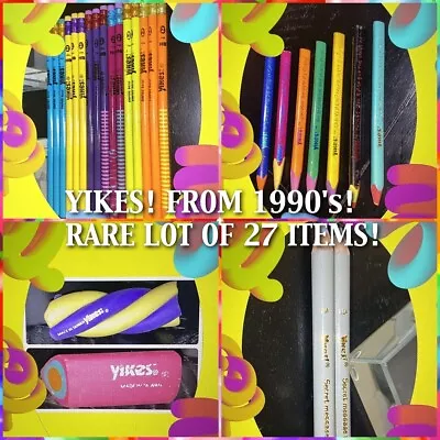 Vintage YIKES! Lot Of Pencils Erasers Colored Pencils Screwballs Rounds 1990s  • $80.83