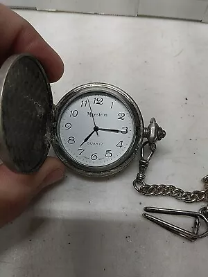 Vintage Majestron Quartz Pocket Watch - Non-working For Parts Or Repair & Chain • $10