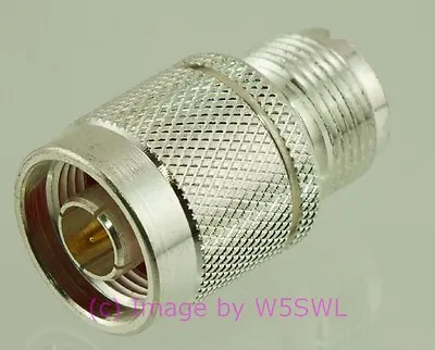 $7.39 • Buy N Male To UHF Female Coax Connector Adapter SILVER - By W5SWL