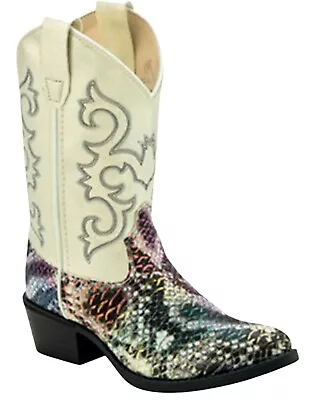 Old West Boys' Snake Print Western Boot - Broad Square Toe - VJ9133 • $37.92