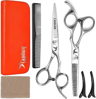 5.5  Pro Hair Cutting Thinning Barber Scissors Shears Salon Hairdressing Set • £10.49