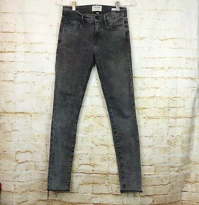 Frame Jeans Women 27 Black Gray Wash Le Skinny De Jeanne Raw Edge Bennington • $24.99