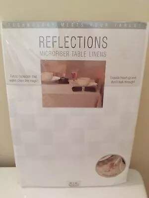 Reflections Microfiber Table Linen WHITE Basket Weave RECTANGULAR 60  X 84  New • $19.99