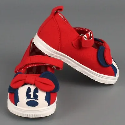 Disney Baby Shoes Minnie Mouse Size 6-12 Months Denim Strap Hook Loop EUC • $9.95