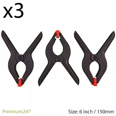 3 X HEAVY DUTY Spring Clamps Large 6  / 150mm Plastic Vice Grips Quick Grip Clip • £4.69