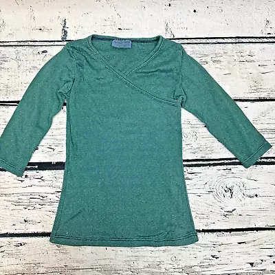 Michael Stars Women's Long Sleeve Shimmer Surplice Top [Size OSFM] V-Neck Green • $14.99