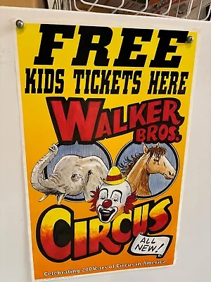 Vintage Walker Bros. Circus Poster 14 X22  Clown Elephant & Horse Featured • $8.77