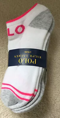 Polo Ralph Lauren 6 Pairs Ladies White Trainer Ankle Socks Cushioned NEW Womens • £19.99
