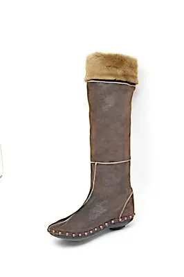 MATERIA PRIMA By Goffredo Fantini Brown Suede Faux Shearling Flat Boots US 6 • $95