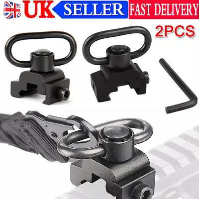 2X Quick Release Detach QD Sling Swivel Attachment W/20mm Picatinny Rail Mount • £9.99