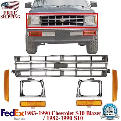 Front Bumper Grille + Headlight Bezels +Signal & Corner Lights For 1982-1990 S10 • $206.10