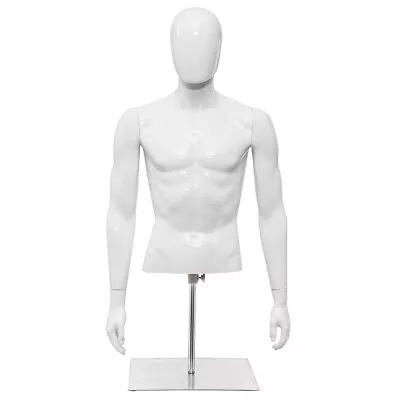 Male Mannequin Realistic Plastic Half Body Head Turn Dress Form Display W/Base • $85.99