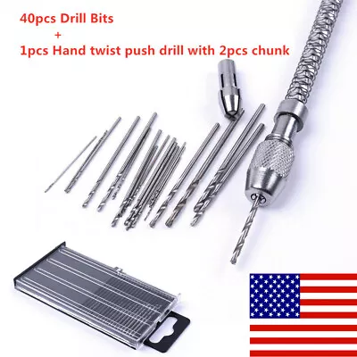 40x Mini Precision Pin Vise Micro Hand Drill Twist Bit Set Kit For Rotary Tools • $13.56