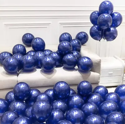 $2.34 • Buy 20 NAVY BLUE CHROME BALLOONS METALLIC LATEX PEARL 12  HeliumAir Wedding Birthday