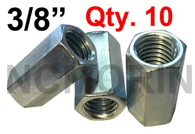 Qty 10 Hex Rod Coupling Nuts 3/8-16 X 1-1/8 Threaded Rod Connectors Zinc Coupler • $9.99