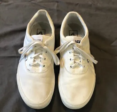 Vans White Lace Up Tennis Shoes Women’s 8.5 / Men’s 7 Perfect Painting Canvas • $12