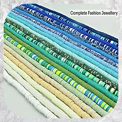 £2.60 • Buy 6MM Blue & Green Hues Polymer Clay Beads Disc Spacer Clay Beads Jewellery Making