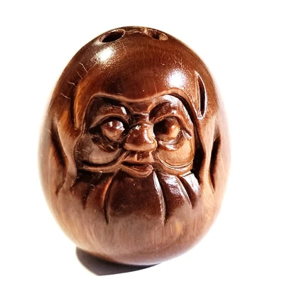 £35.99 • Buy F016- 30 Years Old 1.6  Hand Carved Ebony Ironwood Netsuke - Damo Monk