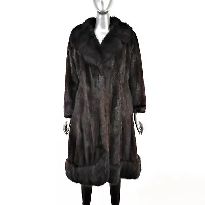 Mahogany Mink Coat With Fox Trim- Size S-M • $550