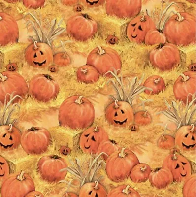 Fat Quarter Blanks Golden Days Pumpkin Halloween Autumn 100% Cotton Fabric • £3.65