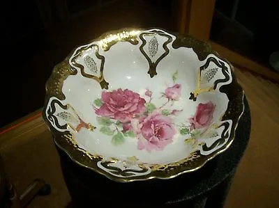 C.T. Carl Tielsch Co.Germany China Bowl Antique Handpainted Rose & Gold Accent   • $189.99