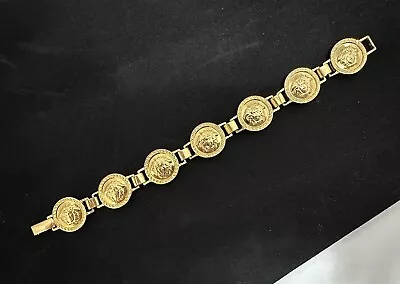 Gianni Versace Gold Plated Medusa Coin Bracelet. • $240