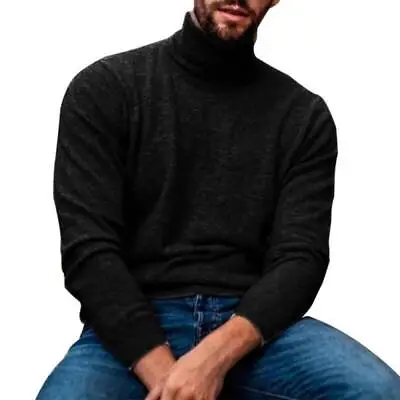 Mens Knitwear Pullover Tops Jumper Sweater Knitted Turtleneck Casual Winter Warm • $22.79