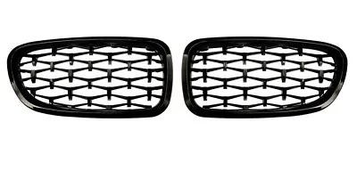 Bmw 5 Series F10 Saloon F11 Estate 2010-2016 Gloss Black Diamond Kidney Grills • £39.99