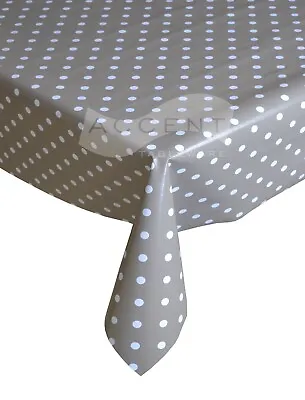 Beige Polka Dot Oilcloth Tablecloth (Sold By The Metre) Free Delivery • £8.99