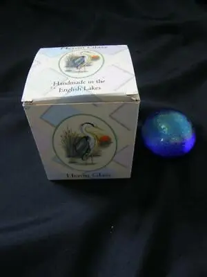£14.99 • Buy Heron Glass Iridescent Blue Paperweight With Box