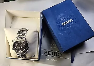 Seiko Watch Chronograph Timer Quartz  7T32-6T18 Men's WR 100m Working • $129.99