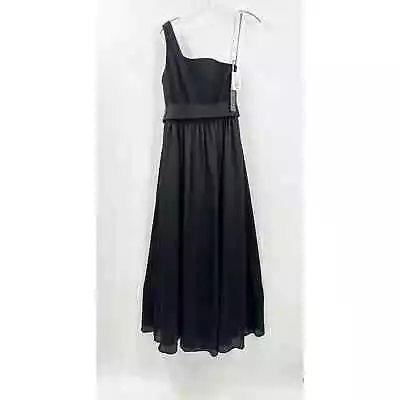 Vera Wang White Black One Shoulder Sash Dress Gown Sz 4 New Nwt • $145