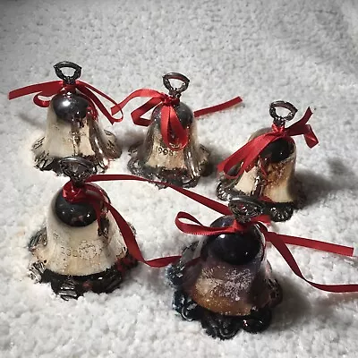 TOWLE Silversmiths Silver-Plated Christmas Bell Scolled Edge Trim EUC Lot Of 5 • $25