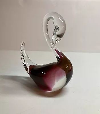 Vintage Murano Art Glass Swan Bird Figure 6  Tall Made In Italy Original Label • $19.99